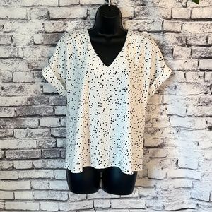 Mellódy White with Black Square Patterned Blouse Size Small